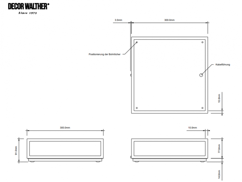 DECOR WALTHER LED-Wand/Deckenleuchte Bauhaus 30x30x9cm dimmbar