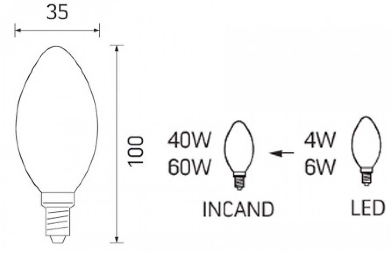 LED Filament E14 Kerze 4,5W 2700K klar
