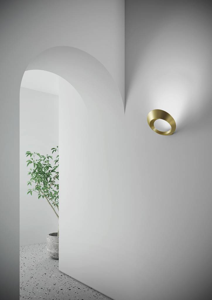 wandlampe-wandleuchte-applique-rund-olo-sforzin-urban-lighting-licht-indirekt-diffus-gold-gebürstet-flur